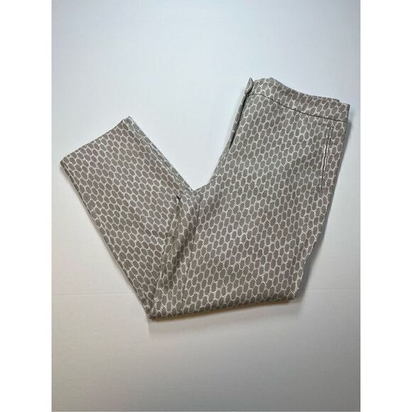 Adrianna Papell Taupe Printed Straight Leg Pants Flat Front Work Wear Size Large - Picture 1 of 10